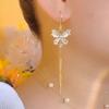 Elegant Butterfly Rhinestone Tassel Earrings - High-End, Trendy, and Flattering.