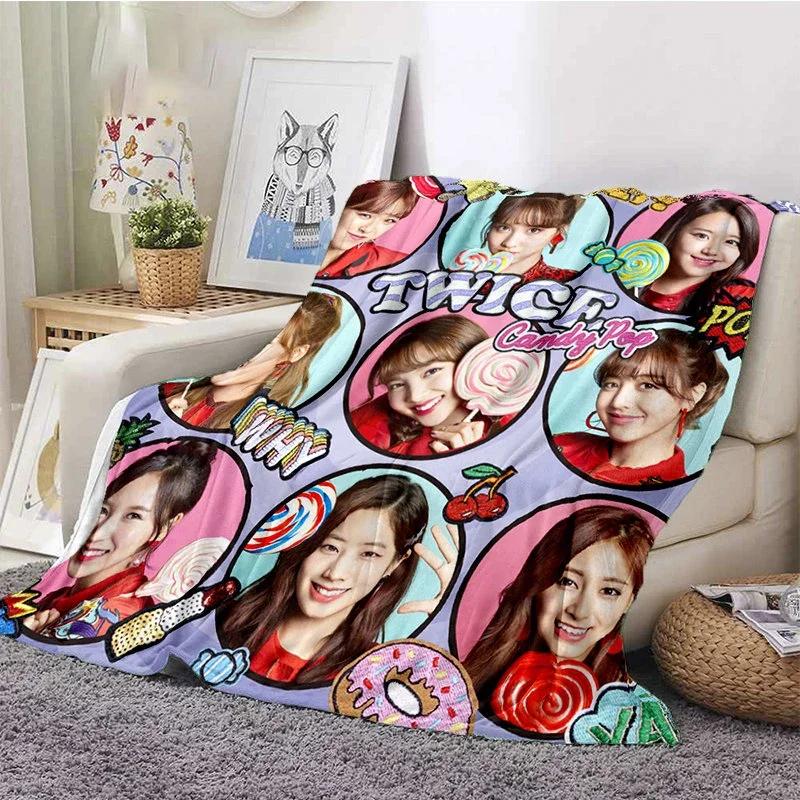 Coperta Kpop Twice Gruppo di Ragazze Moda Stampata Coperta in Flanella Regalo Divano Ufficio Letto Coperta Calda Camera da Letto Ragazze Copriletto