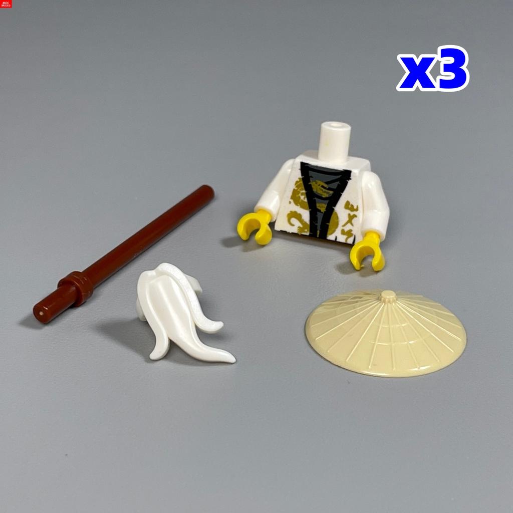 Non-Toxic Moc Bricks Ninja Fishing Masters Mustache White Long Beard Figure 4Cm Movie Anime Characters Building Blocks Kids Toys