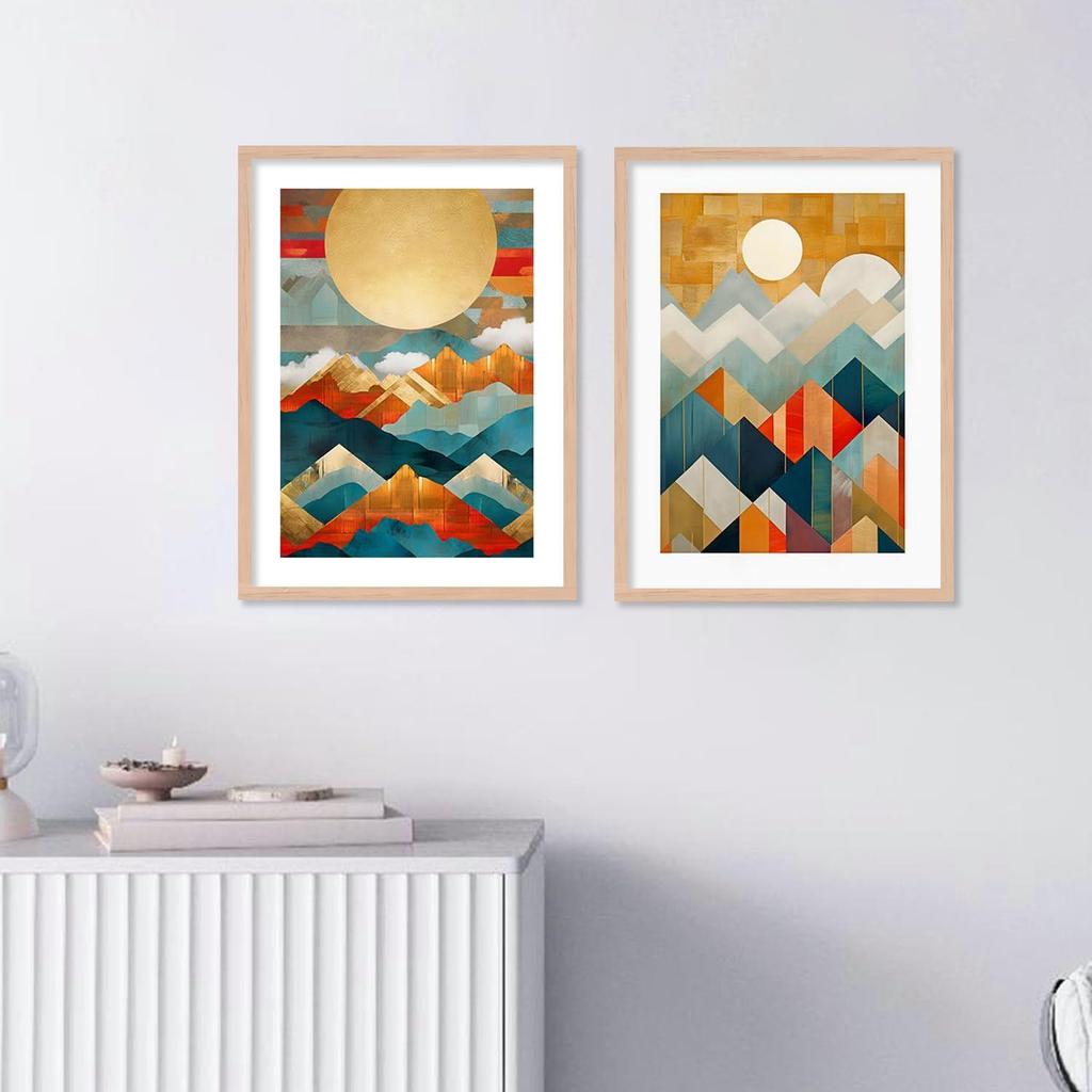 Abstract Modern Art Wall Painting with Frame for Living Room Bedroom Hall Office Framed Painting for Wall Decoration - Wall Decor for Home Set of 4