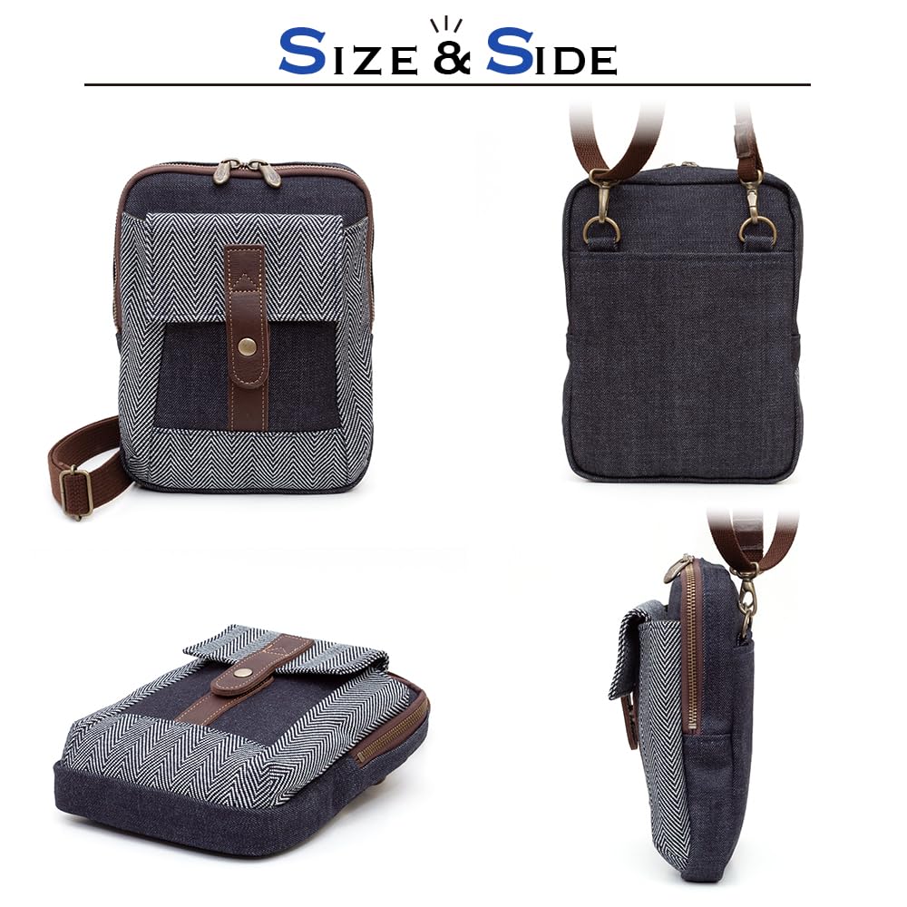 Creare Kiki Men's Shoulder Bag, Okayama Denim, Slim Smartphone and Gadget Shoulder Bag, Made In Japan, Perfect Birthday Gift for Dad, Dom-108h