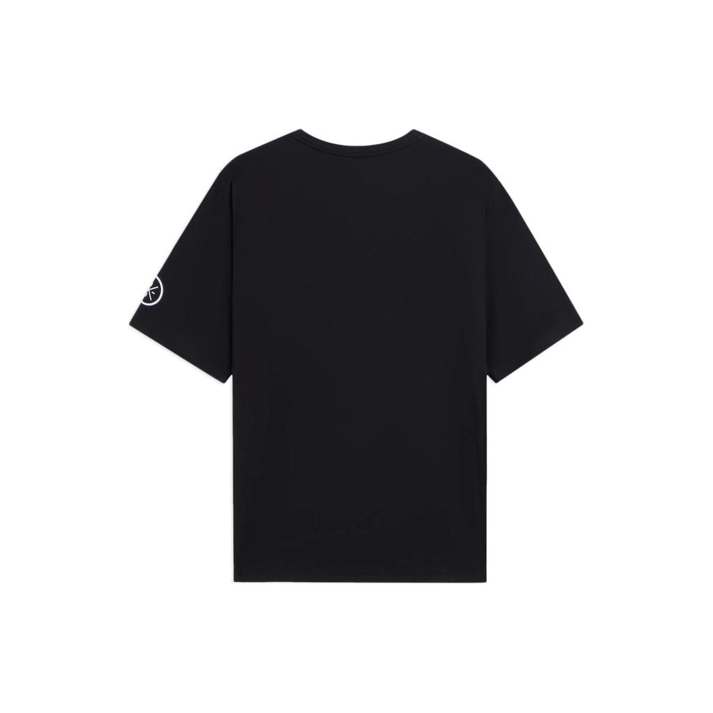 Li-Ning Wade Series Multilingual Print Round Neck Short Sleeve T-Shirt Unisex Tops Black AHSS443-3