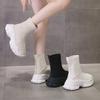 Sock boots women's summer new black high top sock shoes women's thick soled elastic flying woven casual shoes C1158