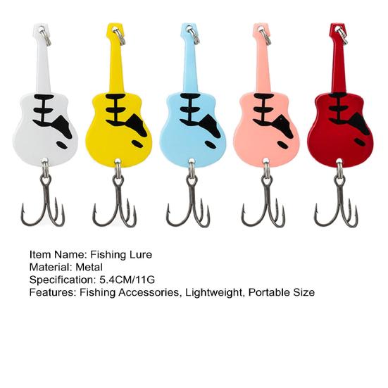 5Pcs 5.4CM/11G Guitar Spinner Blade Lure with Hook Metal Rotating Sequin Spinner Bait Saltwater Freshwater Trout Perch Pike Bass Fishing Accessories