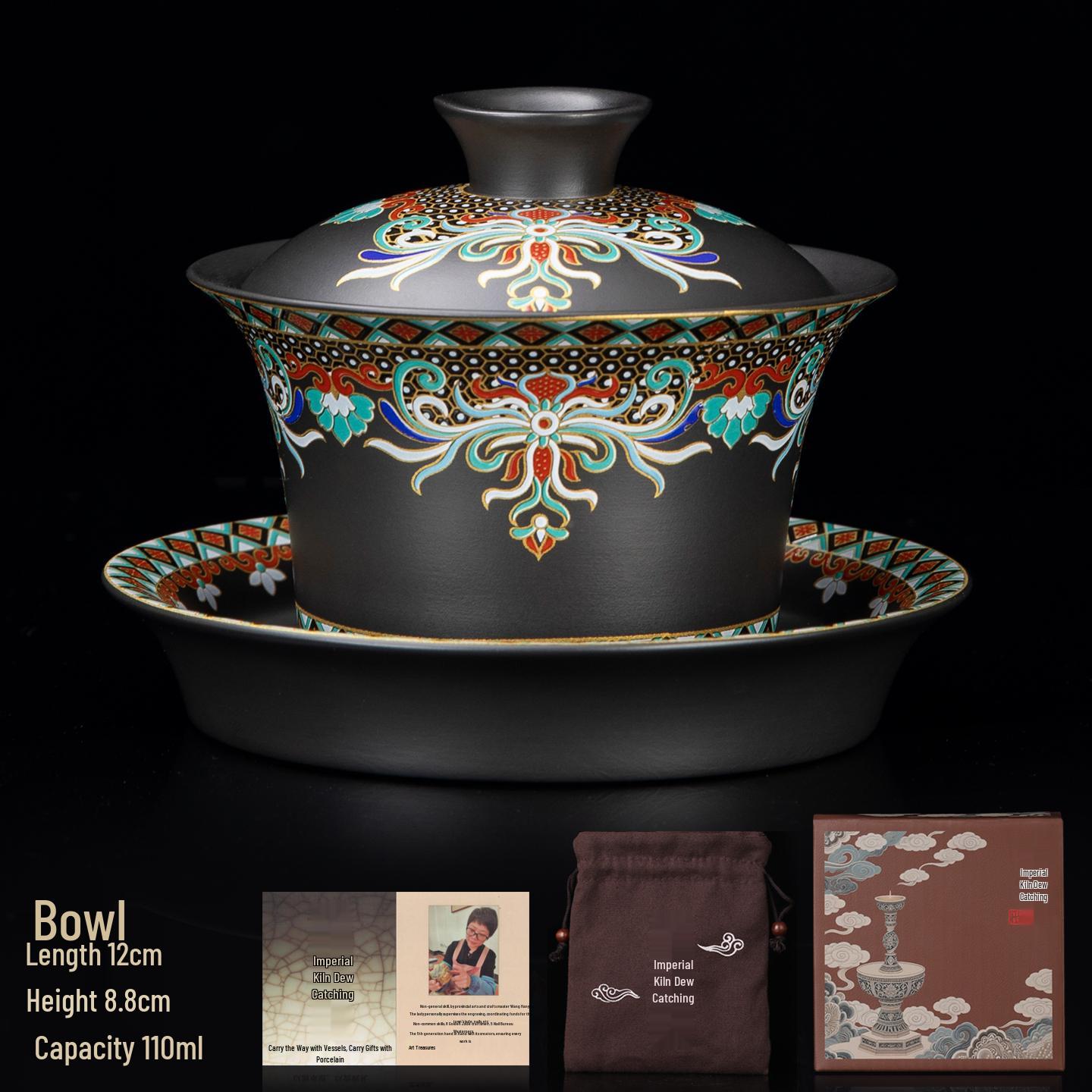 Episode 2 Song Rhyme Black Clay Zisha Lidded Teacup - High-End Large Kung Fu Tea Bowl Gift