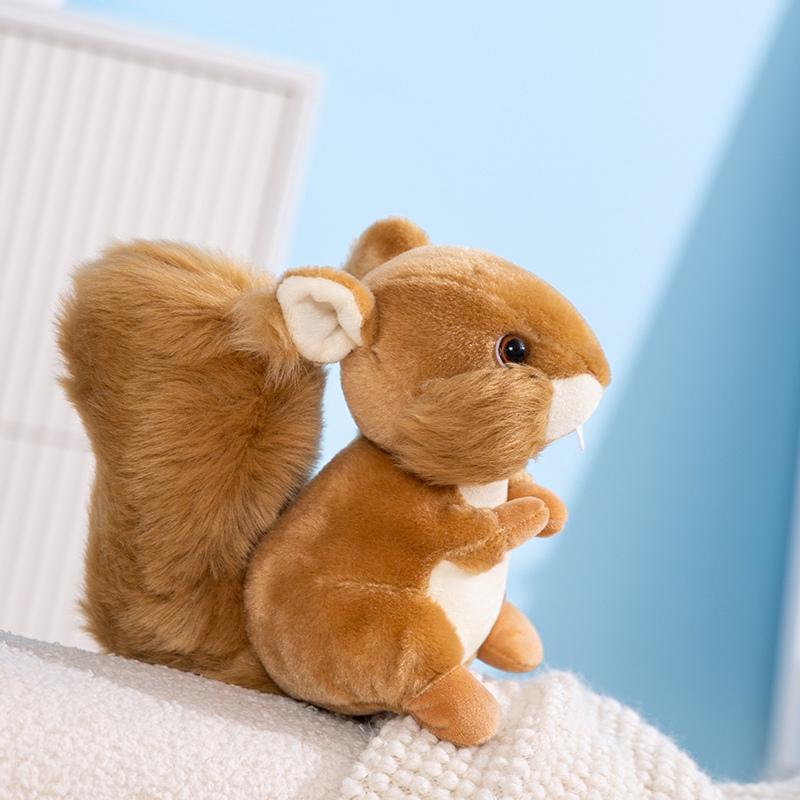 22CM Simulated Squirrel Plush Toys Soft Stuffed Cartoon Animal Doll Fluffy Squirrel Pillow Nice Birthday Gifts