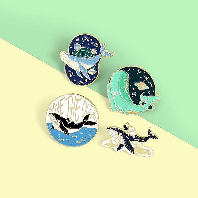 Cute Creative Astronaut Whale Series Brooch Alloy Design Pin For Versatile Fashion Accessories