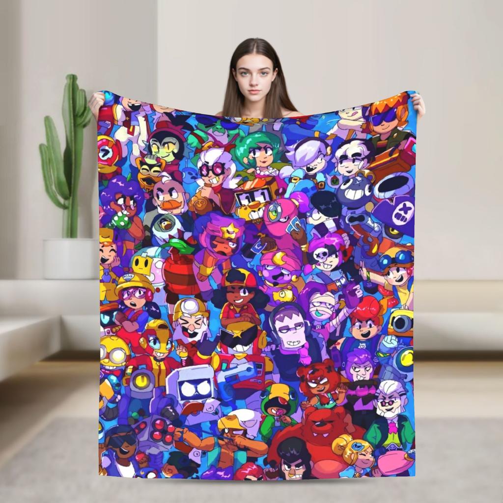 Emz Spike Squeak-Brawlld Blankets Cartoon Game Flannel Funny Warm Throw Blanket for Home Summer