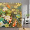 1pc Serene for Lotus & Koi Fish Pond Shower Curtain - Realism Impressionism Art with Pink White for Lotus, Orange Koi,