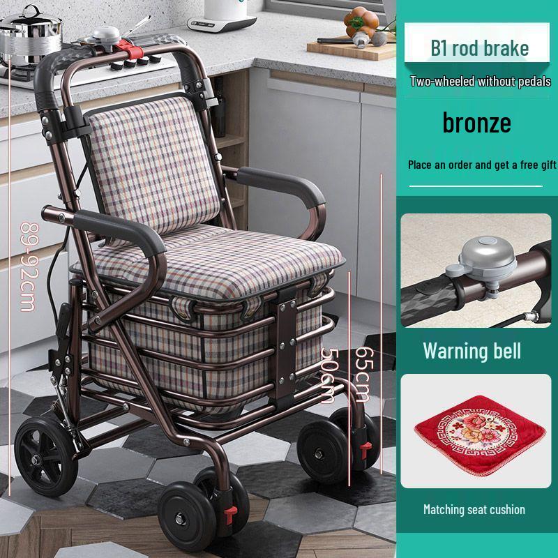 Leide Zhu Foldable Mobility Handcart: Sit & Push Shopping Trolley for Elderly