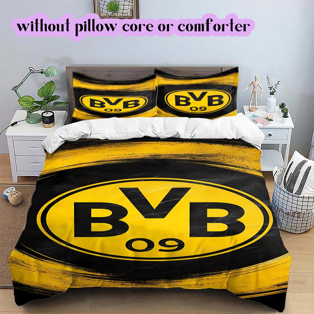 football Logo Pattern Bedding Quilt Set Quilt Cover Pillowcase Home Decoration Birthday Gift (1*duvet cover+ 2*pillowcase, without core)