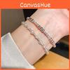 Vintage Silver Pearl Beaded Open Bracelet With Rhinestone Embellishments For Elegant Women