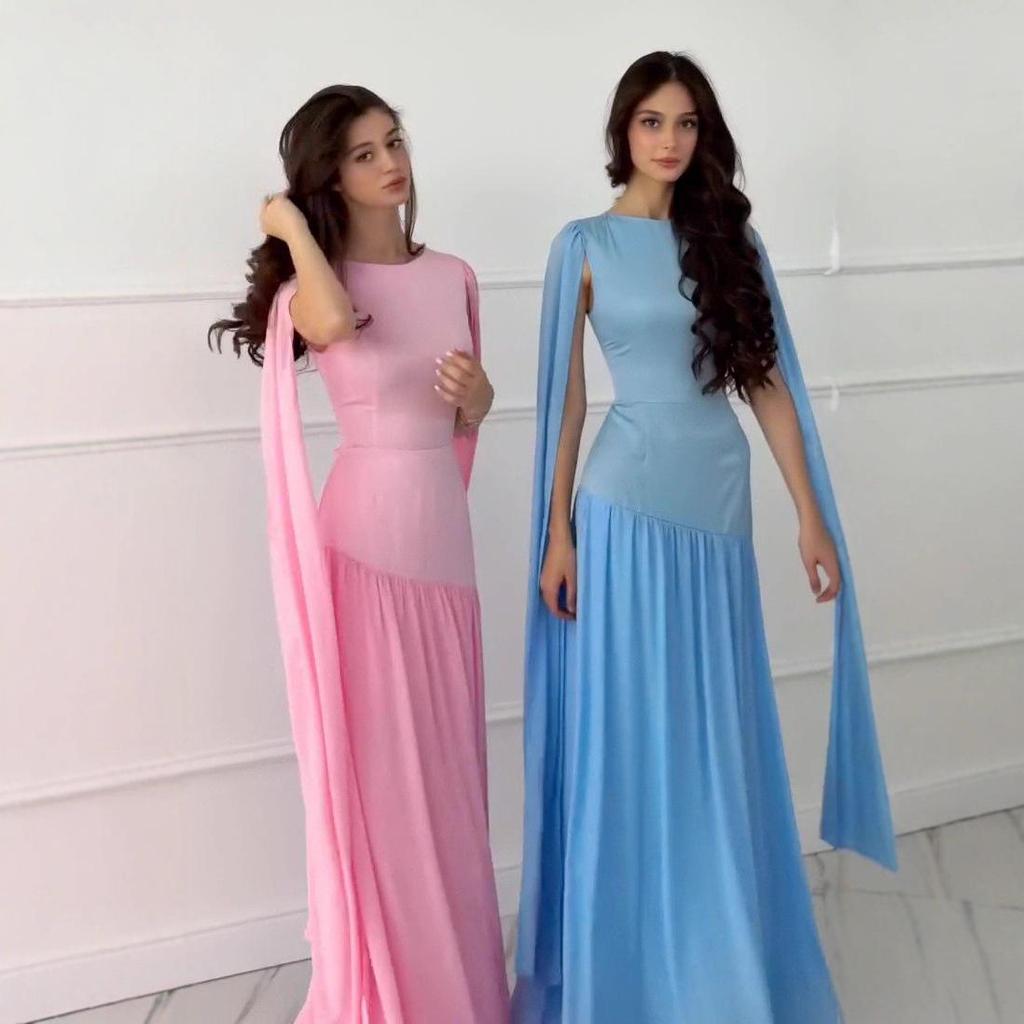 2025 Summer European & American Cape Sleeve Tie-up Slimming Dress