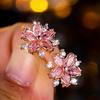 Cute Female White Purple Zircon Stone Snowflake Stud Earrings Vintage Rose Gold Color Wedding Jewelry For Women