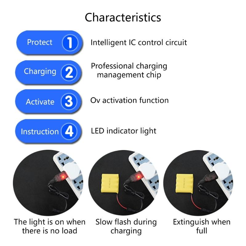 Fast Charging Cable 7.2V Battery Charger USB Powered Lightweight Travel Friendly 5557 2P Model Protections Power Cord