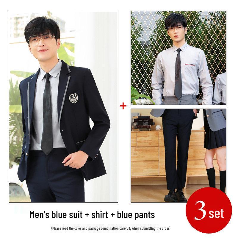 Unisex College-Style JK Uniform: Pleated Skirt & Suit Set