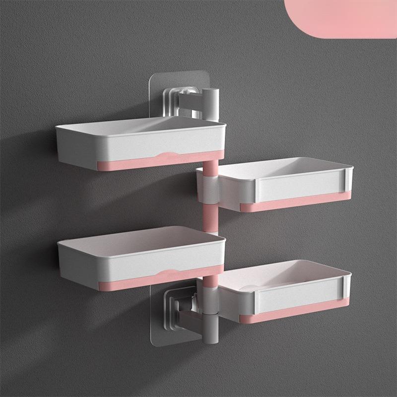 1Pc Lin Jie Rotating Soap Box New Creative No Punching Soap Box Bathroom Toilet Multi-layer Drain Shelf