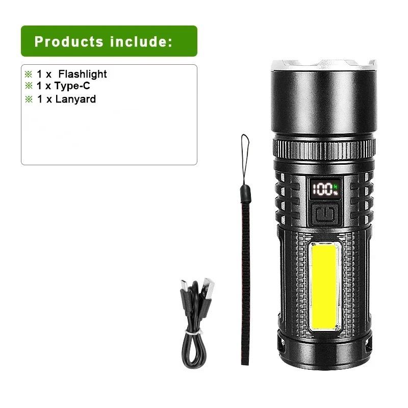 

2000 мАч Многофункциональный мощный фонарик с цифровым дисплеем USB для улицы, рыбалки, кемпинга, зарядки, телескопического зум-светильник 2000MAH-1PCS