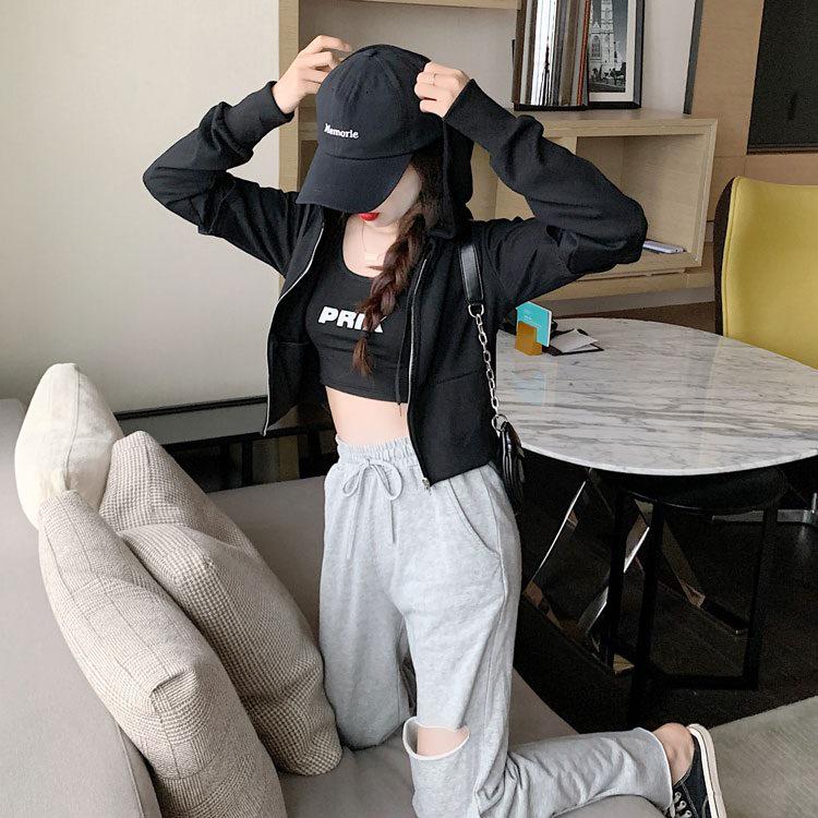 2025 Women's Trendy Hooded Short Zipper Cardigan - Long Sleeve Casual Autumn Jacket