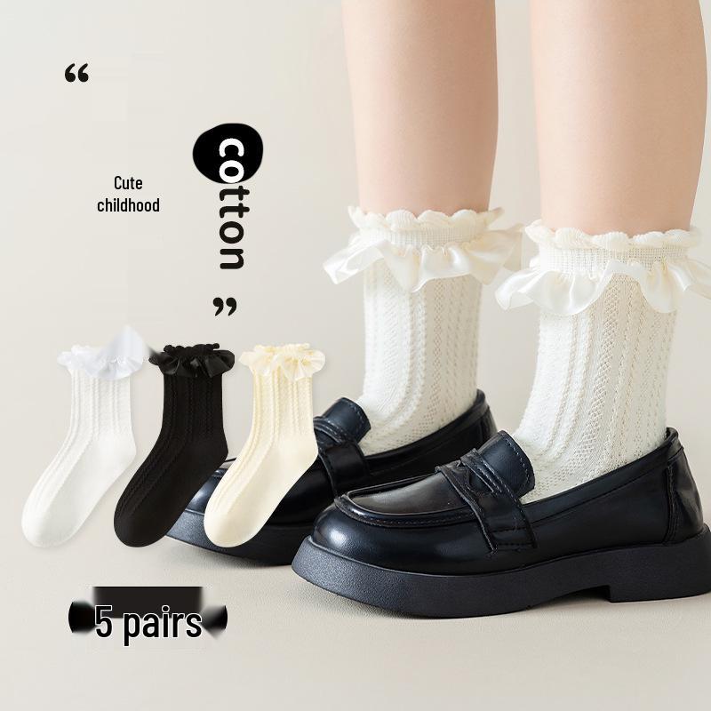 Children's Lolita Lace Mid-Calf Mesh Socks - Spring and Autumn 2025, Breathable, Lightweight, Princess Style