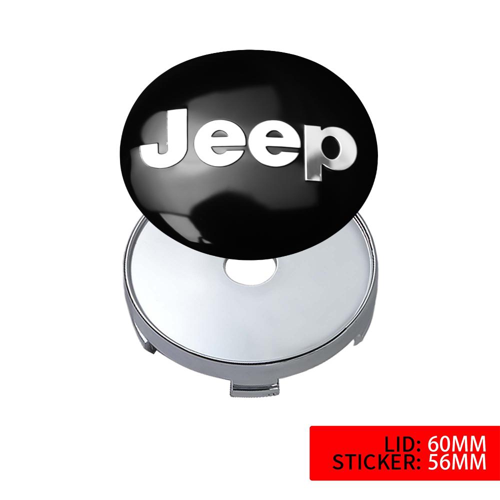 4 Stück 56/60mm Radnabenkappen Aufkleber Auto Emblem Abzeichen Dekoration für Jeep jk Compass Renegade Cherokee Gladiator Patriot Liberty