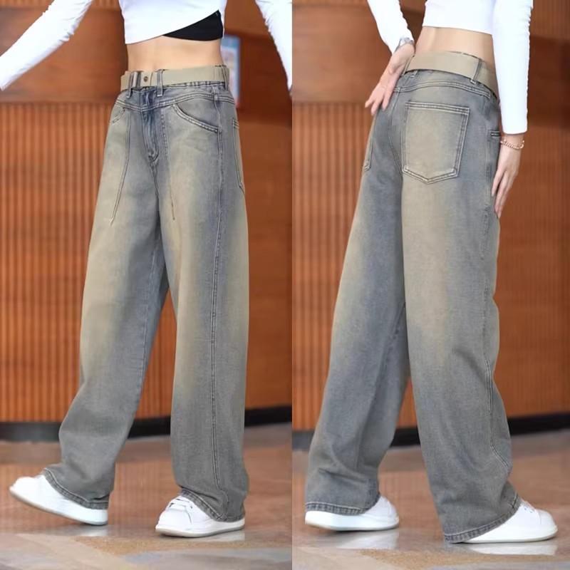 JYL Unisex Straight Jeans Spring American Heavy Washed Casual Denim S бездна