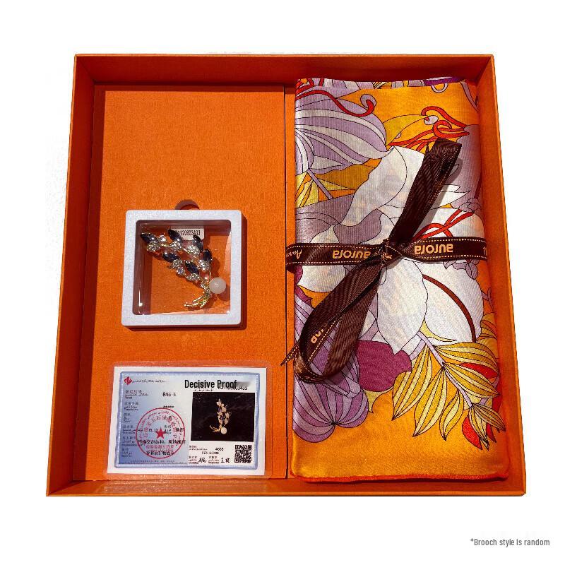 ITARORA Aurora Silk Scarf & Brooch Gift Set