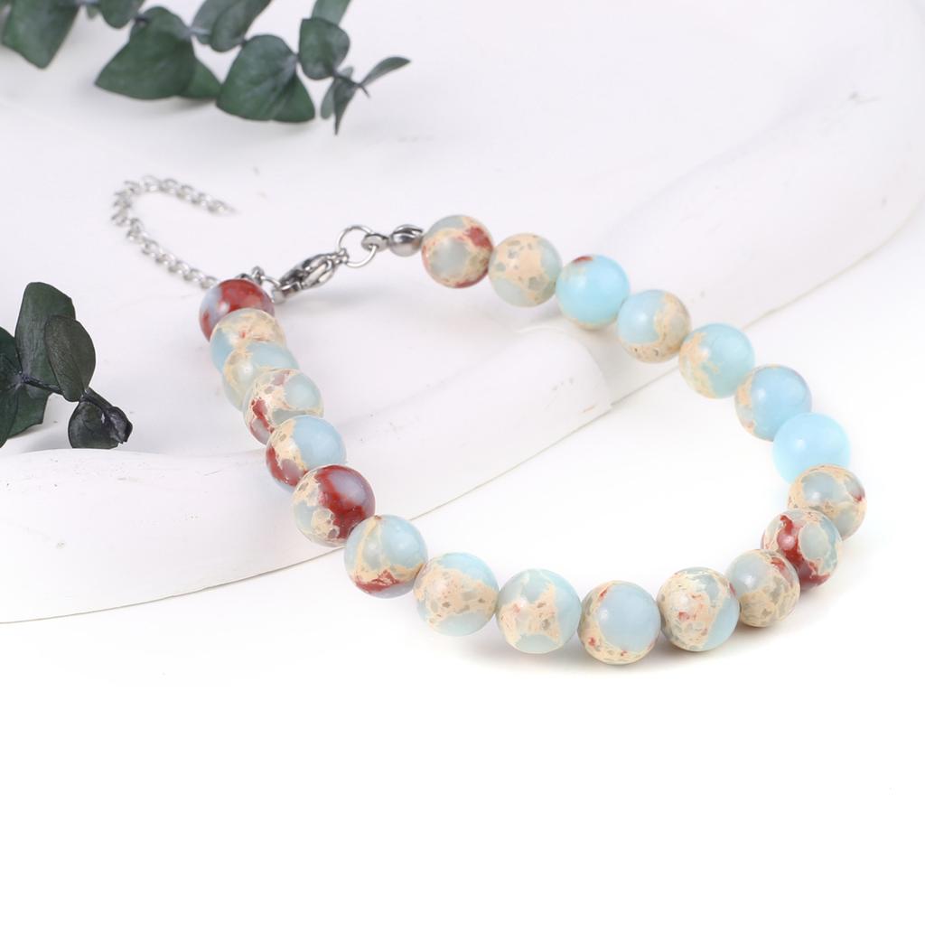 Nový styl Dámský náramek Přírodní kámen Emperor Stone Korálky 8X8 MM Přívěsky pro ženy Romantický dárek k narozeninám