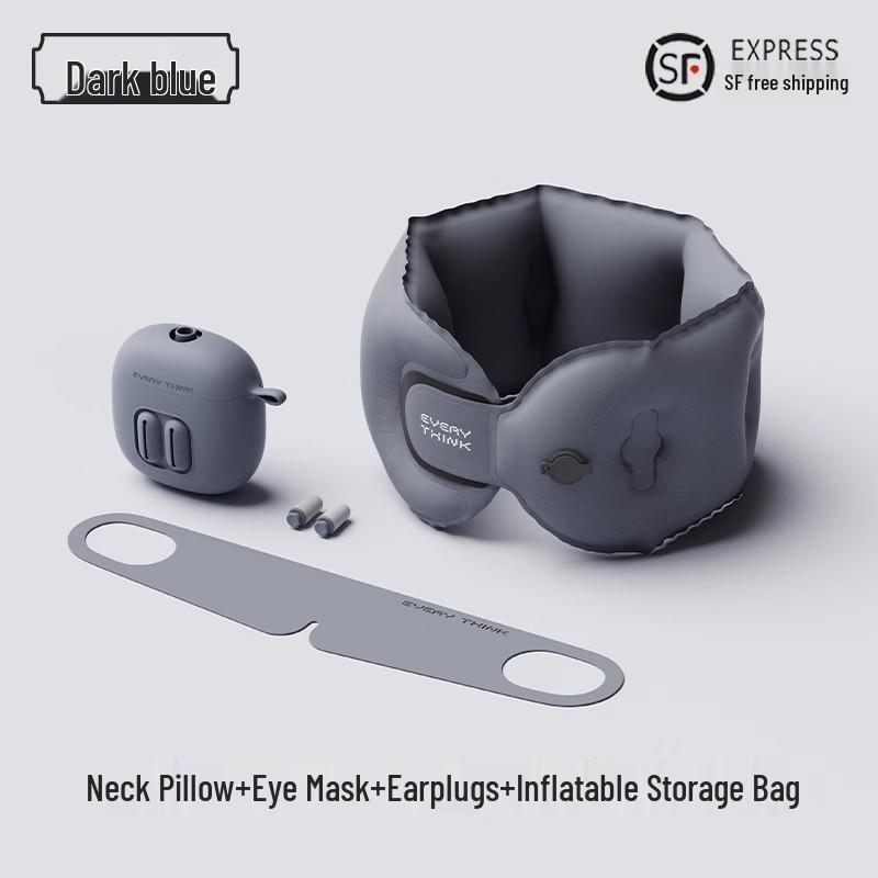 

Sleep Hole Everything Travel Set: Inflatable U-Shaped Pillow & Noise-Reducing Press-Type Neck Support One Size