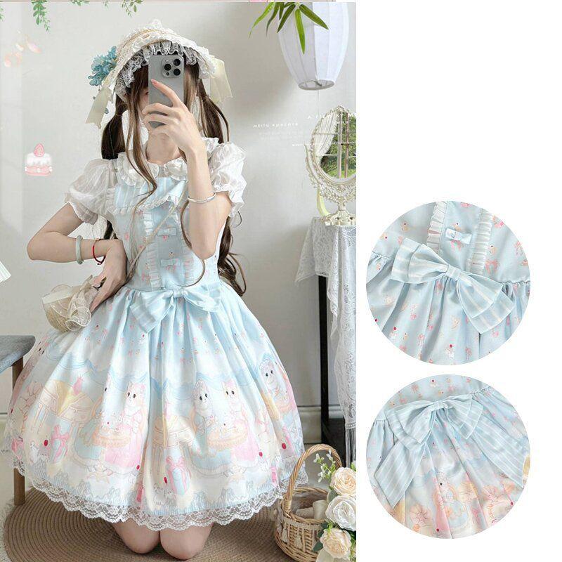 Sugar Original Cat Afternoon Tea Full Lolita Dress Genuine Jsk Strap Lolita Dress Loli Vestidos Elegantes Para Mujer