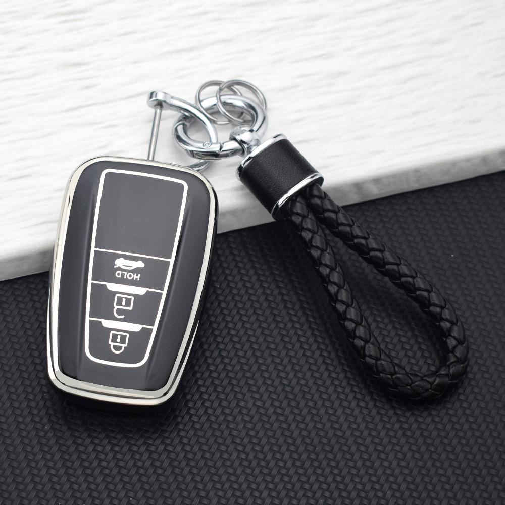 Tpu Car Key Case For Toyota Camry Chr Corolla Rav4 Avalon Land Cruiser Prado Prius 2/3/4 Buttons Key Cover Keychain Accessories