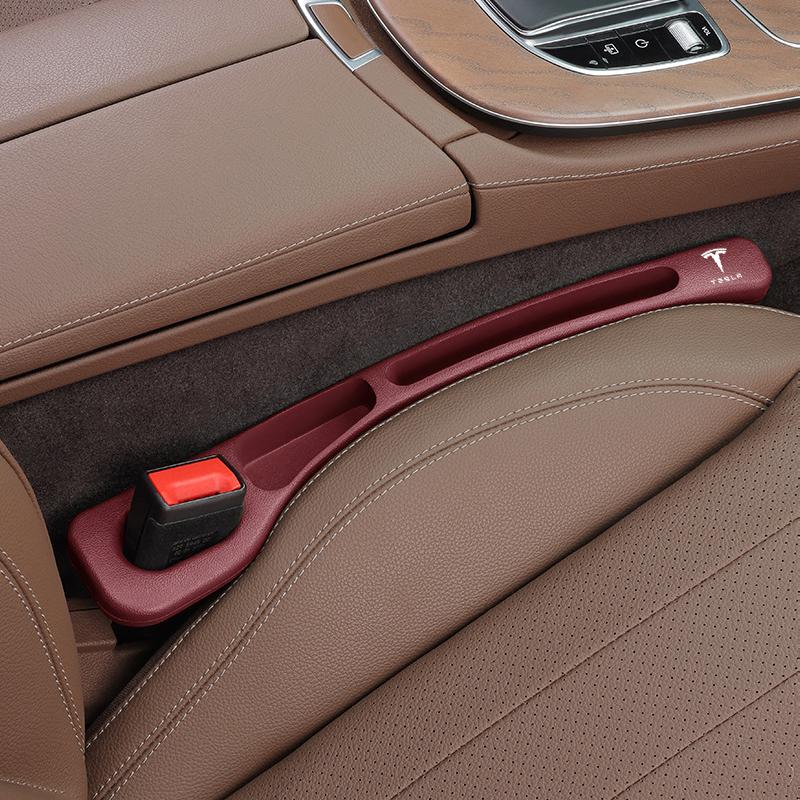 ANC1 2Pcs Car Slot Seat Gap Storage Filler PU leather Accessories For Tesla Model 3 Y S Cybertruck Coil Juguete Roadster Bonina 2024