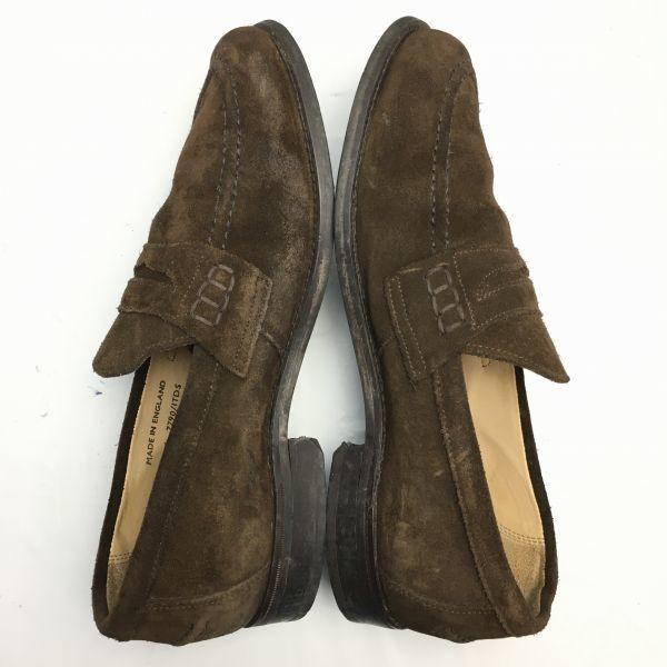 Made In England CYRILLUS Handmade Suede Loafers Moccasins Brown Size 42 26.5(USED)