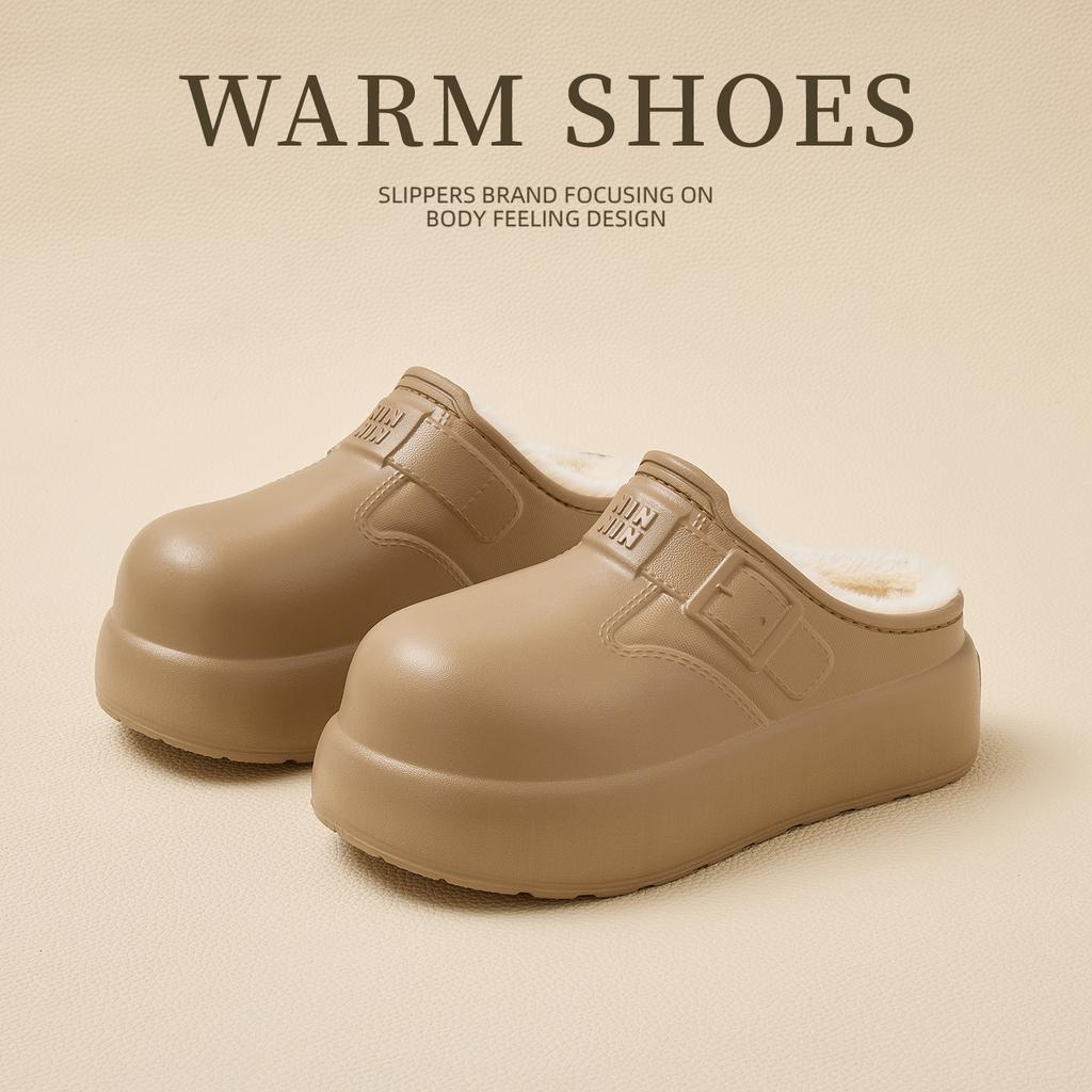 Outer wear cotton slippers 2025 new warm thick bottom non-slip home cotton slippers bag head winter cotton mop