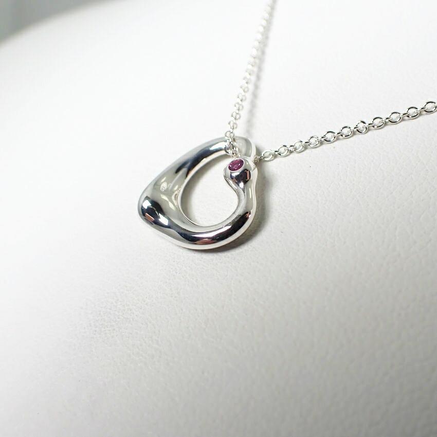 [Pre-owned] TIFFANY 925 Pink Sapphire Open Heart Pendant/Necklace/j60-8
