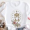 Catholic Women Gifts, Marian Monogram with Sacred Hearts and Rose T-Shirt | Religious Vintage Floral Tee
