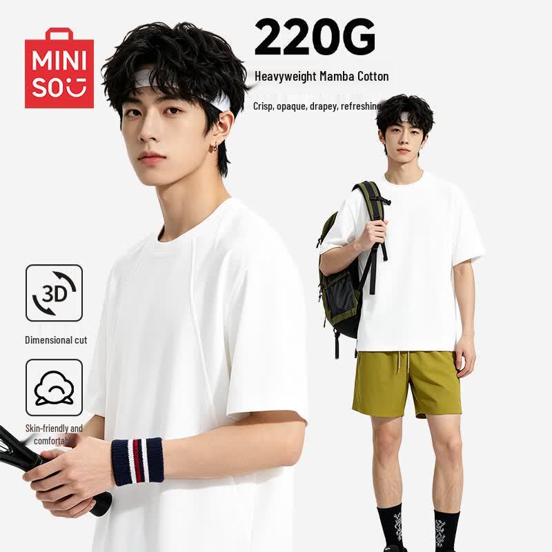 MINISO Men s American Style Short Sleeve T-Shirt XL грязно-белый