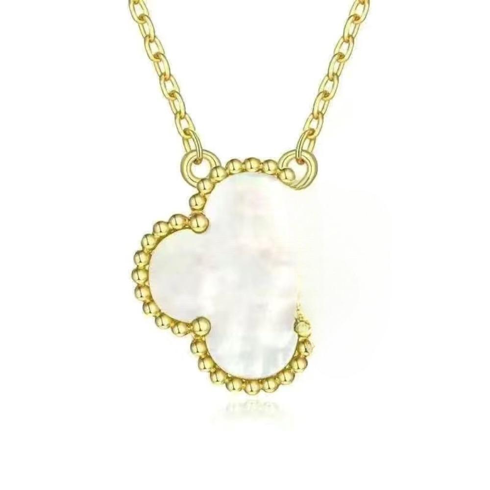 V Gold Four-leaf Clover Plated 18K Gold Necklace with Jewelry Women's High Version White Fritillary Rose Gold Pendant Light Luxury Niche