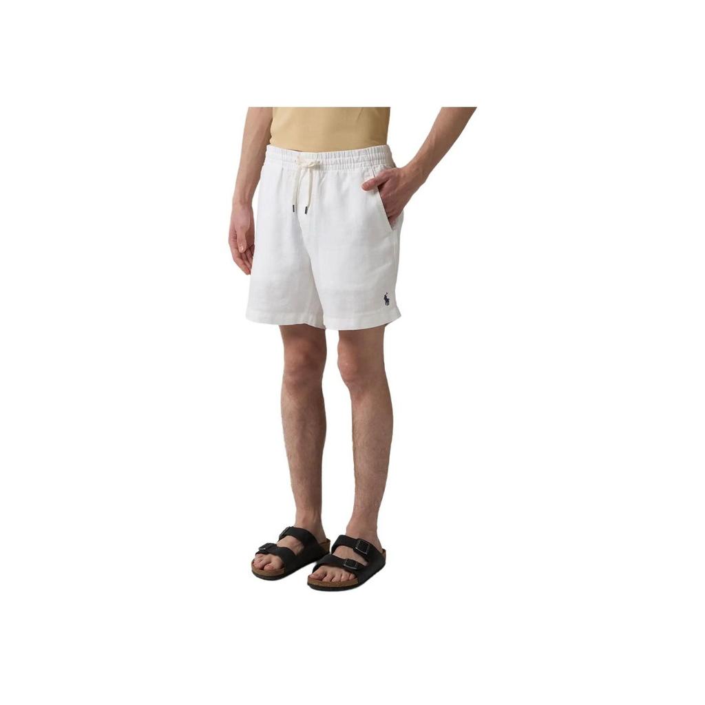 Polo Ralph Lauren Solid Logo Lace-Up Casual Shorts Men shorts White 710958586-001