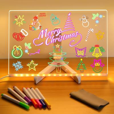 LED Notiztafel mit Farben, beleuchtete Acryl-Trockenlöschtafel, Acryl-Nachrichtentafel, beleuchtete Notiztafel mit Farben, Notizblock mit verstellbarem Ständer