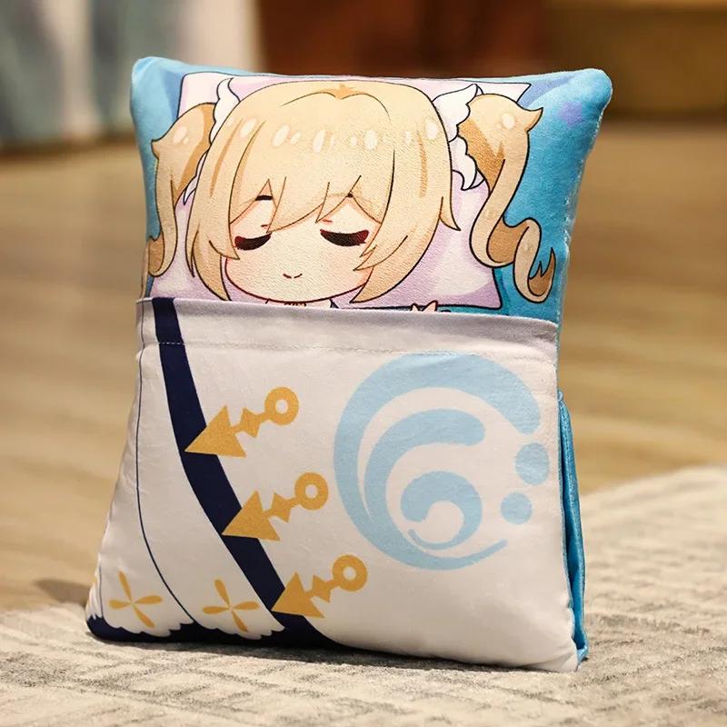 36x27cm Genshin Impact Plush Toy Kawaii throw pillow plush Tiwat Zoo Yae Miko Tartaglia Thoma Ganyu Diluc Plush Pillow Cartoon