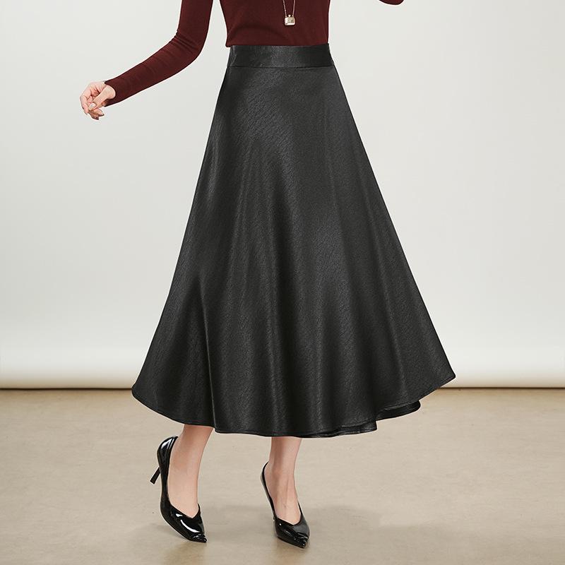 

2026 Retro Satin High-Waist Slim-Fit A-Line Midi Skirt One size