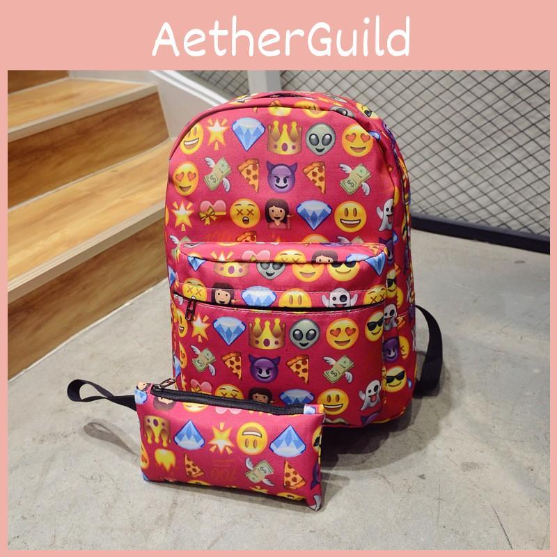 Emoticons Backpack Kid Smiling Face Emoticons Travel Cute Canvas School Backpack
