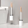 Black Aluminum Toilet Brush Set Walnut Long Handle Removable Wash Soft Bristle Cleaning Brush Wall Mounted Bathroom Accessories