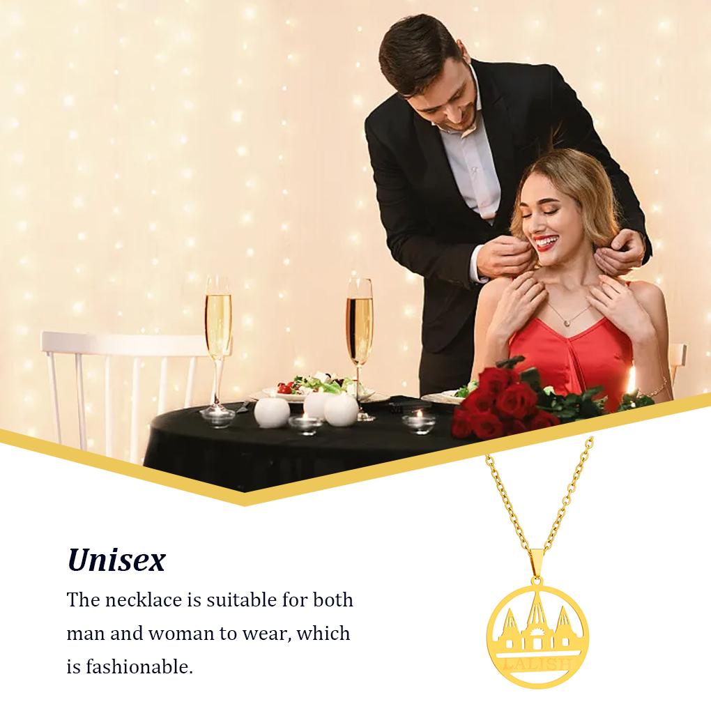 Stainless Steel Necklace Unisex Solid Color Ethnic Electroplated Geometric Choker Jewelry Pendant Birthday Gift