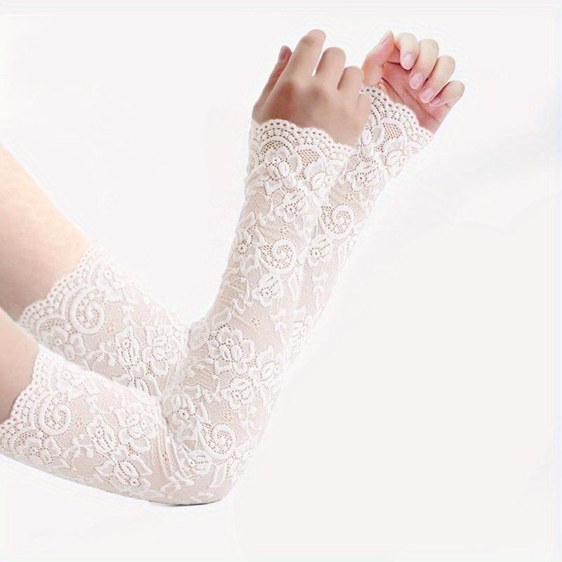 

Довгі Готичні Тонкі Ажурні Рукавички Без Пальців Жіночі Рукавички для Захисту від Сонця Рукавички-Нарукавники Сітчасті Рукавички для Рук Сонцезахисні Мітенки білий