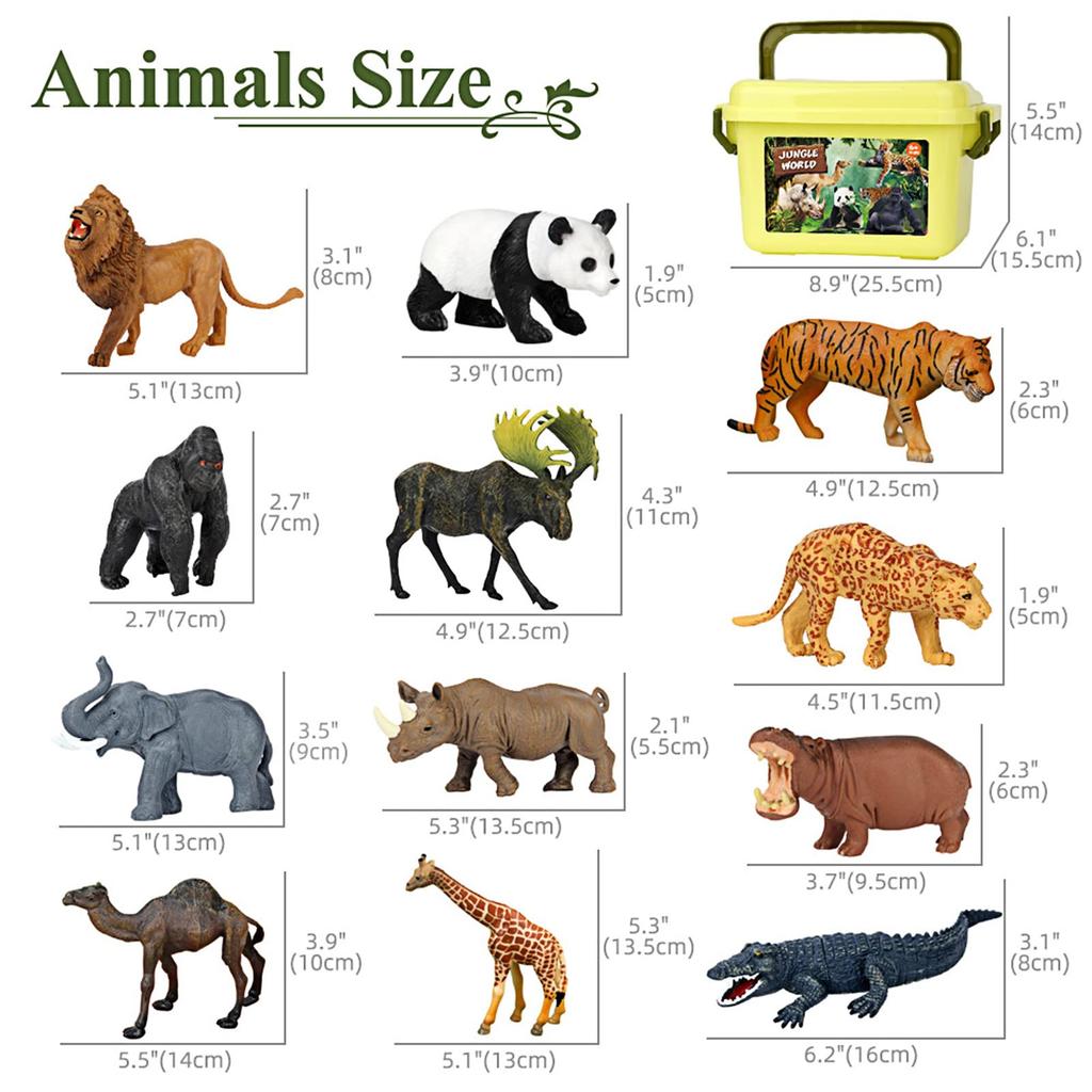 Safari Animal Toy 12 Realistic Jumbo Wild Jungle Animal Large African Zoo Animal Figure Set with and Plastic Animal Learning Toys for Boys and Girls