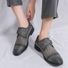 Men Monks Grey Derby Wedding Dress Summer Pointed Toe Elevator Shoes Tuxedo Prom Blazers Shoes Plus Size