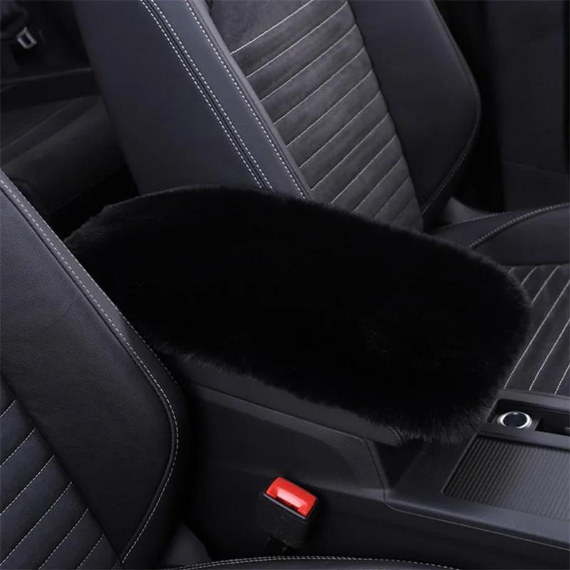 Cute Car Armrest Box Plush Cover Cushion Warm Center Console Arm Cover Pads Stowing Tidying Universal Automobile Interior Decor