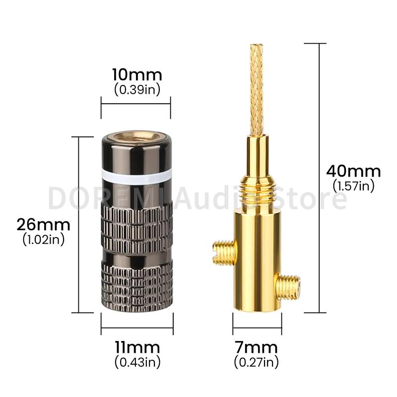2MM Banana Speaker Connector 24K Copper Gold Plated HIFI Banana Jack Screw Type Audio Video Wire Plug Braided Plug Connectors